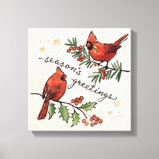 kerstkardinaal Lovevogels Canvas Afdruk (Voorkant)