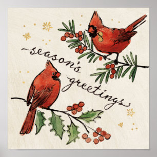 kerstkardinaal Lovevogels Poster