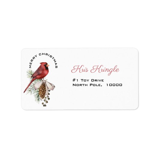 Kerstkardinaal, Merry Chrismas Etiket (Voorkant)