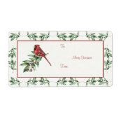 kerstkardinaal met Greenery Etiket (Voorkant)
