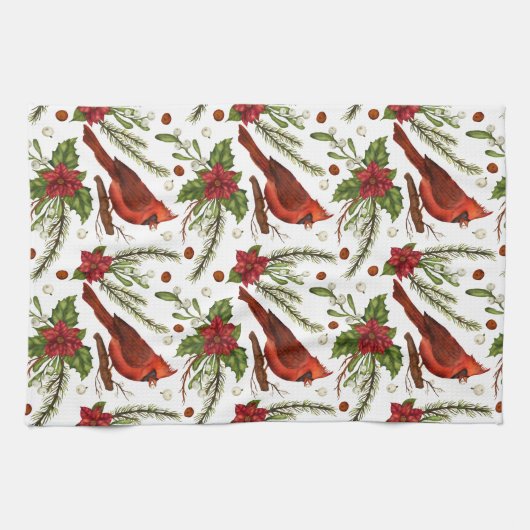 kerstkardinaal theedoek (Horizontaal)