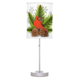 kerstkardinaal vogel en Pinecones tafellampje