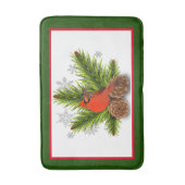 kerstkardinaal vogel met Pinecones Bath Mat (Voorkant Verticaal)