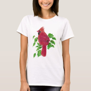 Kerstkardinale Natuur Wildlife, Waterverf T-shirt