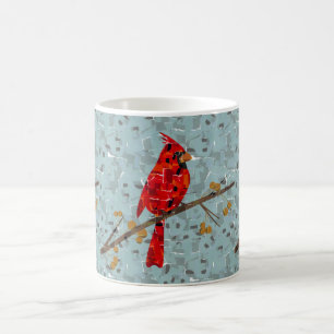 kerstkardinale vogelcollage koffiemok
