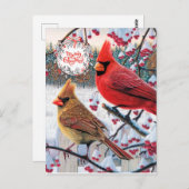 kerstkardinalen briefkaart (Voorkant / Achterkant)