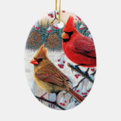 kerstkardinalen keramisch ornament (Achterkant)