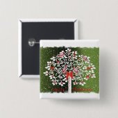 kerstkardinalen vierkante button 5,1 cm (Voorkant /achterkant)