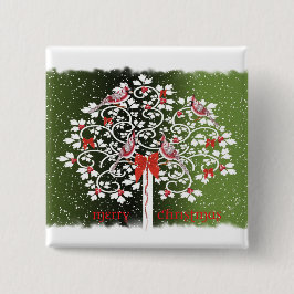 kerstkardinalen vierkante button 5,1 cm