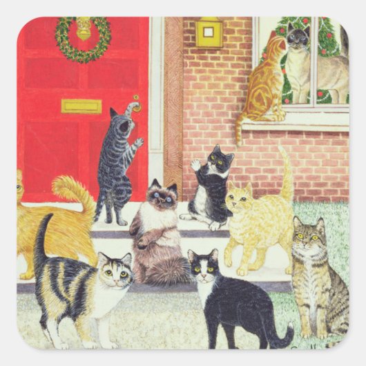 kerstkarolen vierkante sticker (Voorkant)