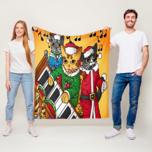kerstkarolkatten fleece deken
