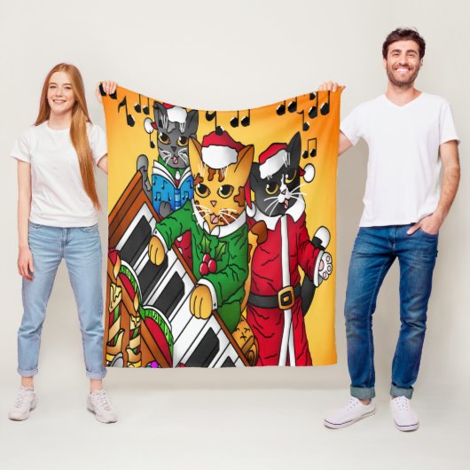 kerstkarolkatten fleece deken (In situ)