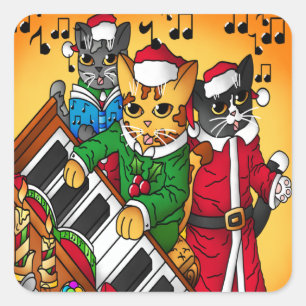 kerstkarolkatten vierkante sticker