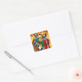kerstkarolkatten vierkante sticker (Envelop)
