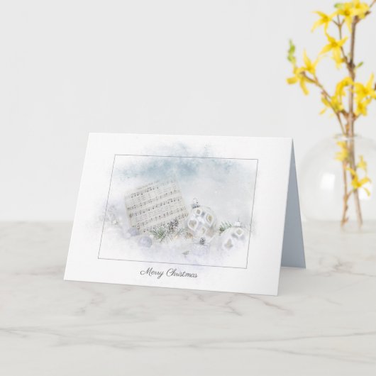 kerstkarolmuziek met versieringen kaart (Gele Bloem)