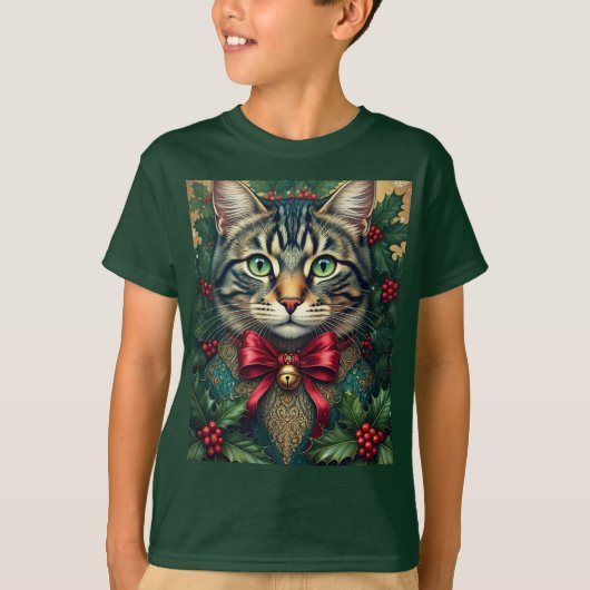 Kerstkat 2024 Kinderen'-Maat T-shirt (Voorkant)