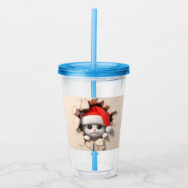 Kerstkat 3D Acryl Drinkbeker