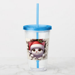 Kerstkat 3D Acryl Drinkbeker