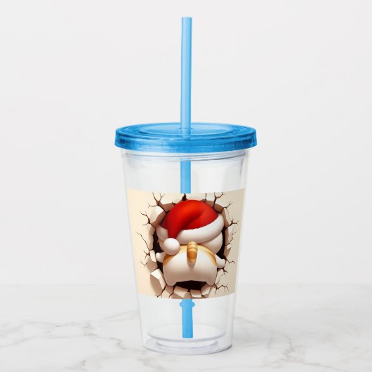 Kerstkat 3D Acryl Drinkbeker (Voorkant)