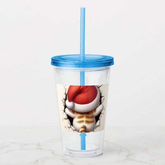 Kerstkat 3D Acryl Drinkbeker (Voorkant)