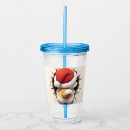 Kerstkat 3D Acryl Drinkbeker