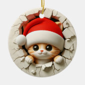 Kerstkat 3D-effect GEEN werkelijk 3D Keramisch Ornament (Voorkant)