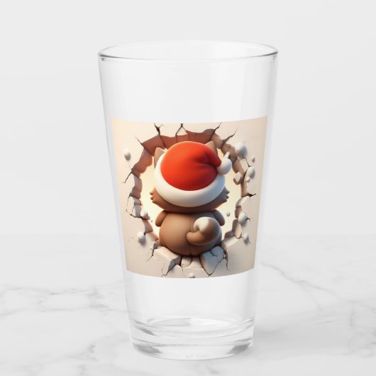 Kerstkat 3D Glas (Voorkant)