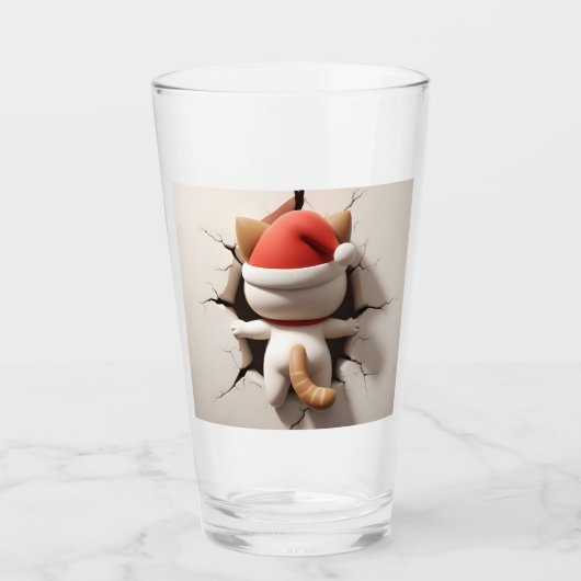 Kerstkat 3D Glas (Voorkant)
