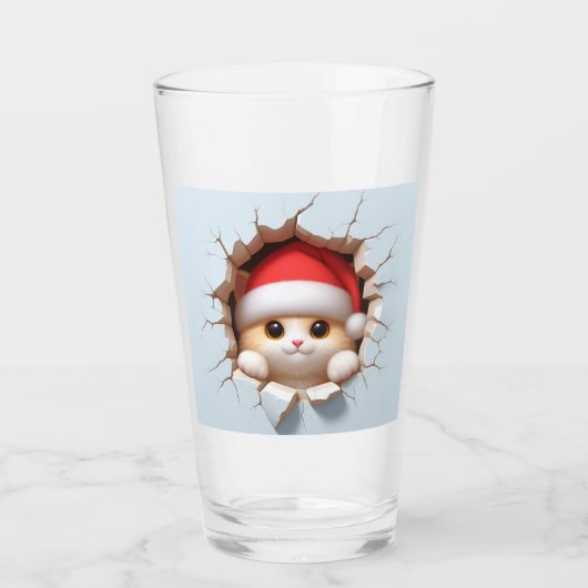 Kerstkat 3D Glas (Voorkant)