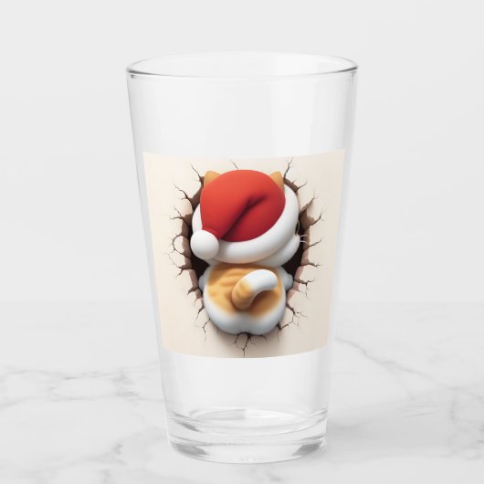 Kerstkat 3D Glas (Voorkant)