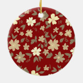 Kerstkat bloemig keramisch ornament (Achterkant)