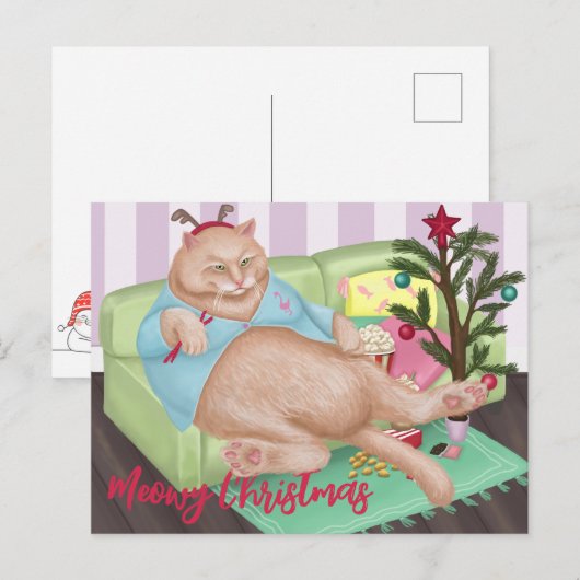 kerstkat-Briefkaart Briefkaart (Voorkant / Achterkant)