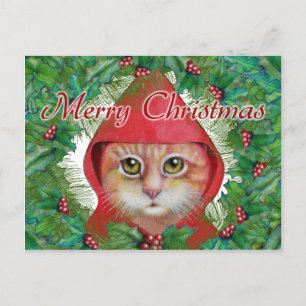 kerstkat-Briefkaart Feestdagenkaart
