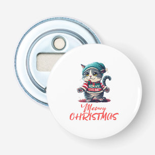 Kerstkat button flesopener