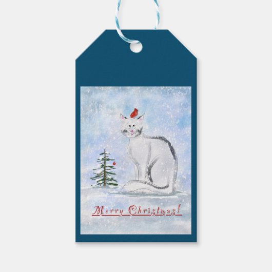 Kerstkat cadeaubijslage cadeaulabel (Voorkant)
