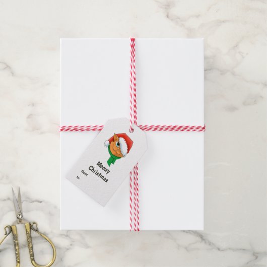kerstkat cadeaulabel (Met Touw)