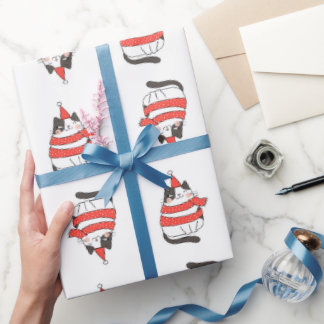 kerstkat cadeaupapier