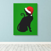 Kerstkat Canvas Afdruk (Insitu (Houten vloer))