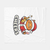 Kerstkat Cheers Vectorontwerp Fleece Deken (Voorkant (Horizontaal))
