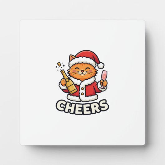 Kerstkat Cheers Vectorontwerp Fotoplaat (Voorkant)