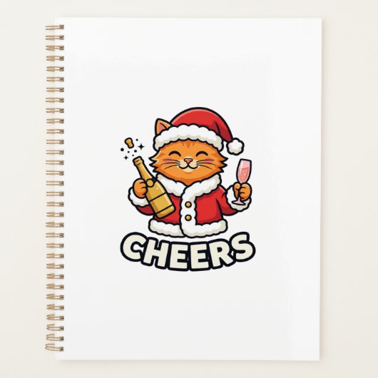 Kerstkat Cheers Vectorontwerp Planner (Voorkant)