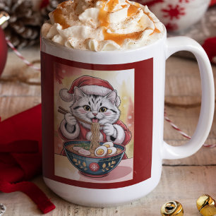 Kerstkat Eet Ramen Japanse Feestdag Koffiemok