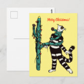 Kerstkat en cactus rare Kerstmis Briefkaart (Voorkant / Achterkant)