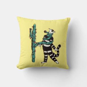 Kerstkat en cactus rare Kerstmis Kussen