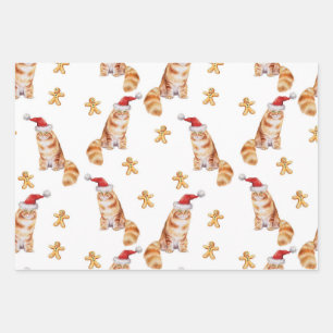 Kerstkat en gemberbrood, Mannen, vrouwen en Kinder Inpakpapier Vel
