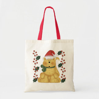 Kerstkat en Holly kerstCanvas tas