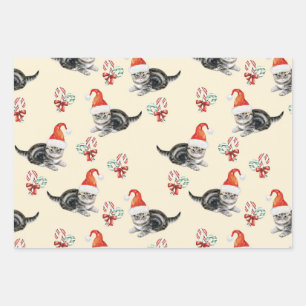 kerstkat en snoepriet, Mannen, vrouwen en Kinderen Inpakpapier Vel