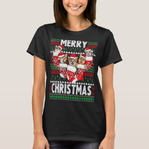 Kerstkat en stuitende kerst Ugly Sweater T-shirt