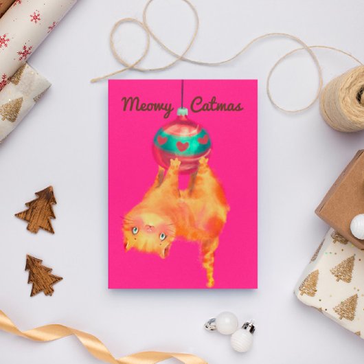 kerstkat feestdagen kaart