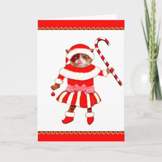 kerstkat feestdagen kaart (Voorkant)